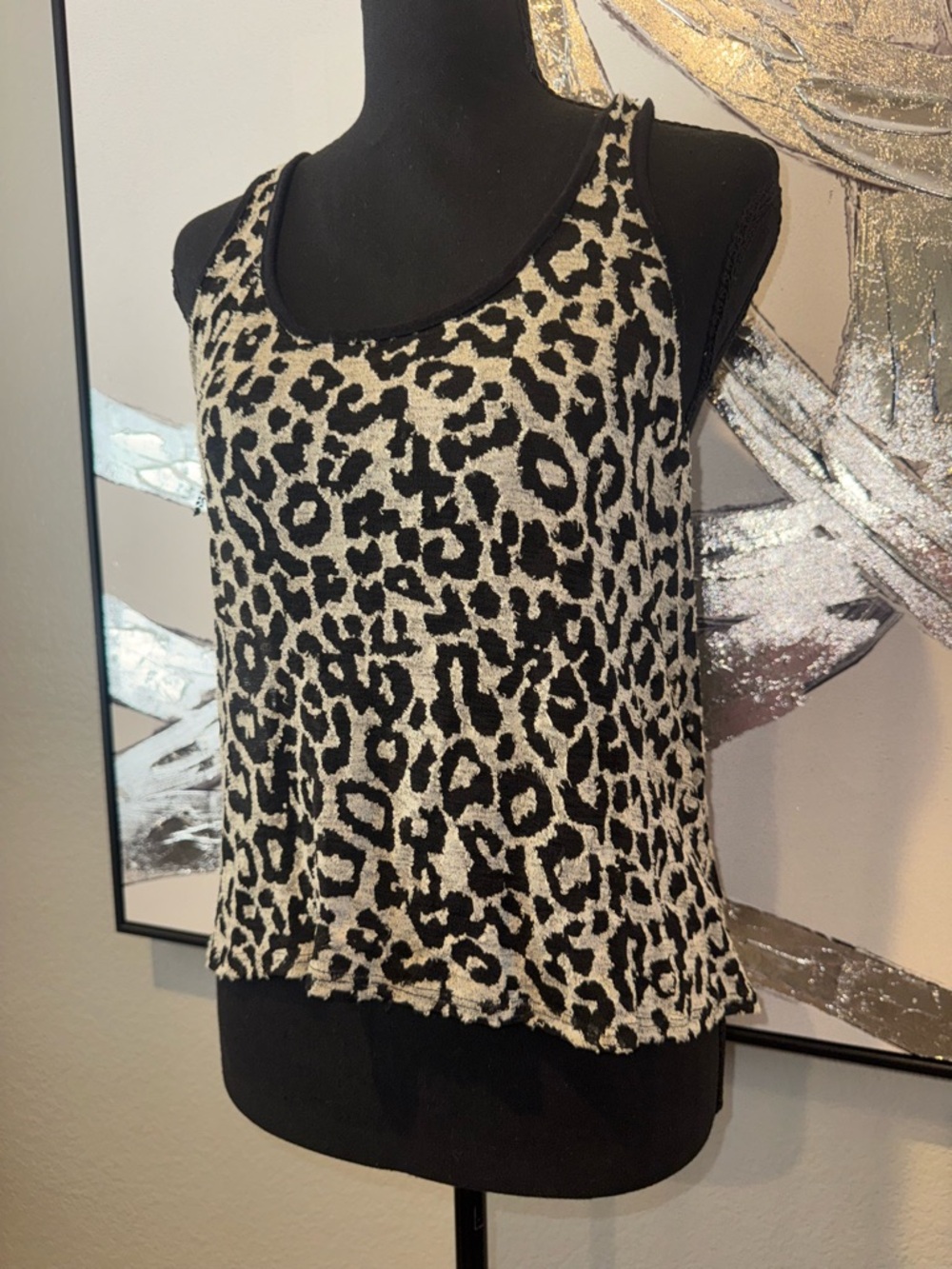 Forever 21 Black and Cream Leopard Print Tank